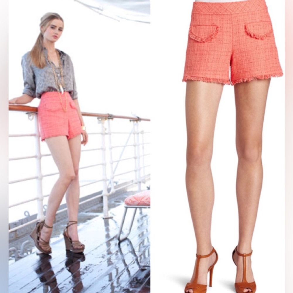 Trina Turk Corinna Shorts Tweed Fringe Hem Size 0